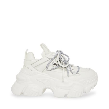 White Steve Madden Troy Leather Women's Sneakers | PH 3874NBE